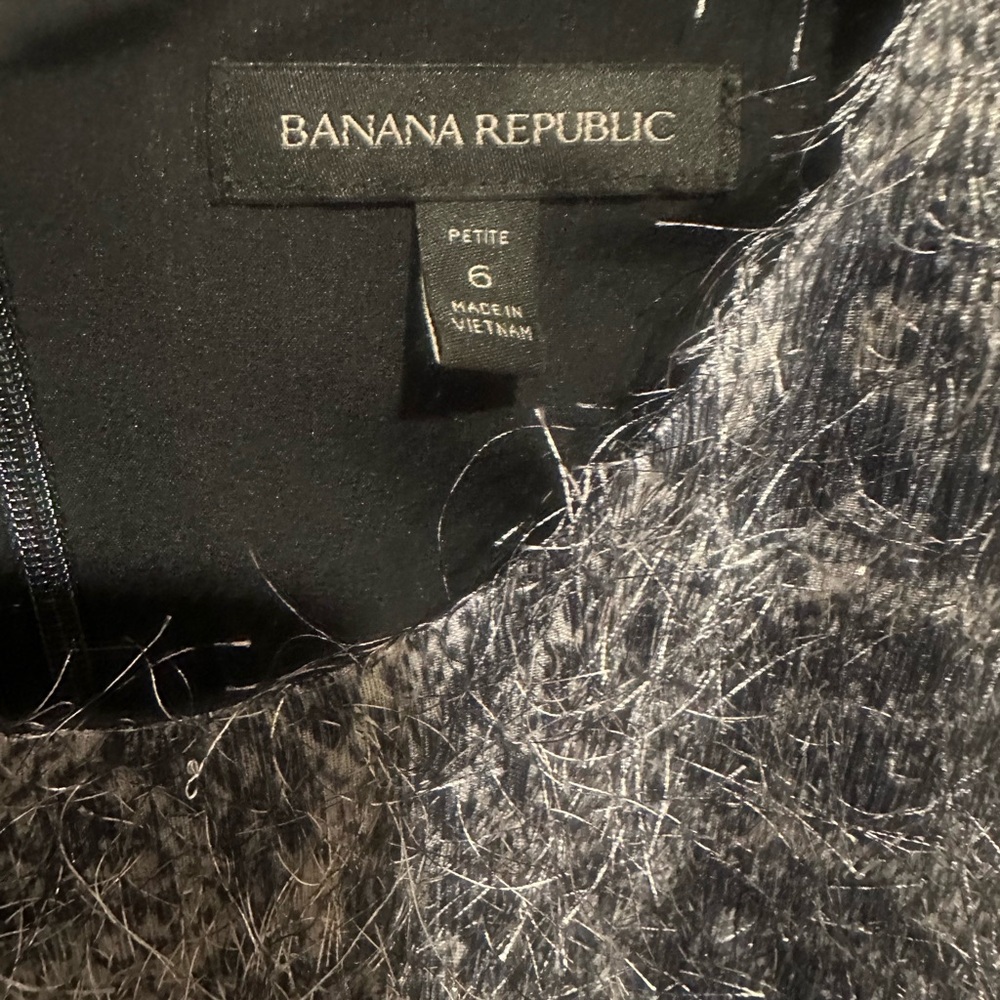 Banana Republic Black and Gray Fuzzy Dress